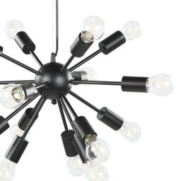 Wyld And Coco Industrial Pendant Lamp 115Cm Black Iron 15-Light Exposed Bulb Fixture - thumbnail 4