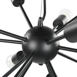Wyld And Coco Industrial Pendant Lamp 115Cm Black Iron 15-Light Exposed Bulb Fixture - thumbnail 5