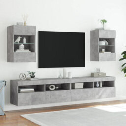Walplus Tv Wall Cabinet With Led Lights Concrete Grey 40X30X60.5 Cm - thumbnail 6