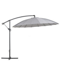 Beliani 235 Cm Round Cantilever Parasol Grey Fabric - Crank Tilt, Weather-Resistant - thumbnail 1