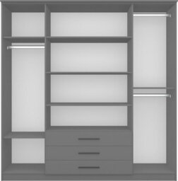 Arte Grey Hinged Wardrobe With Mirror And Black Accents 200X210Cm - Four Doors, Three Drawers - thumbnail 4