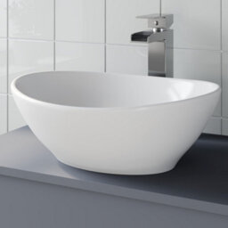Affine Countertop Basin Sink Bathroom Vanity Wash Oval Curved White Modern 410X330mm - thumbnail 2