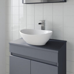 Affine Countertop Basin Sink Bathroom Vanity Wash Oval Curved White Modern 410X330mm - thumbnail 3