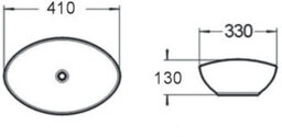 Affine Countertop Basin Sink Bathroom Vanity Wash Oval Curved White Modern 410X330mm - thumbnail 6