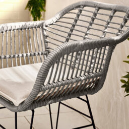 Furniturebox Belize Grey Garden Bistro Set, 2 Seat Rattan Garden Table & Chairs Coffee Bistro Table Set, Outdoor Patio Bistro Set - thumbnail 3