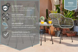 Furniturebox Belize Grey Garden Bistro Set, 2 Seat Rattan Garden Table & Chairs Coffee Bistro Table Set, Outdoor Patio Bistro Set - thumbnail 8