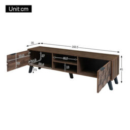 Abrihome Modern Tv Cabinet With 2 Doors And 2 Open Shelves, Pvc Legs And Handles - 160.5 X 35 X 45 Cm - thumbnail 4