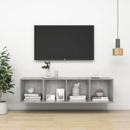 Berkfield Wall-Mounted Tv Cabinet Concrete Grey 37X37X142.5 Cm Engineered Wood - thumbnail 1