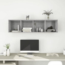 Berkfield Wall-Mounted Tv Cabinet Concrete Grey 37X37X142.5 Cm Engineered Wood - thumbnail 4