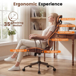 Height Adjustable High Back Desk Chair With 2D Adjustable Headrest - thumbnail 3