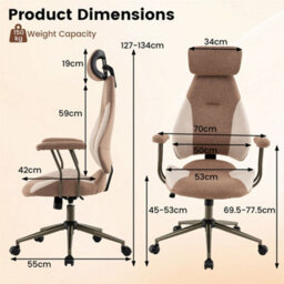 Height Adjustable High Back Desk Chair With 2D Adjustable Headrest - thumbnail 2