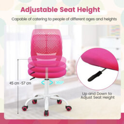 Costway Kids School Desk Chair Ergonomic Study Chair Rolling Swivel Task Chair W/ Adjustable Height Rose - thumbnail 7
