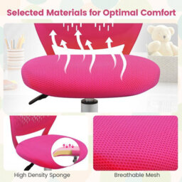 Costway Kids School Desk Chair Ergonomic Study Chair Rolling Swivel Task Chair W/ Adjustable Height Rose - thumbnail 8