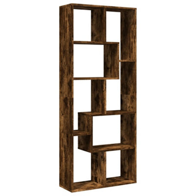 Berkfield Durable Room Divider Bookcase Smoked Oak 67X25X161.5 Cm Engineered Wood