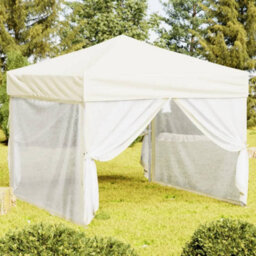 Walplus Folding Party Tent Garden Gazebo Canopy With Sidewalls Cream 3X3 M - thumbnail 1