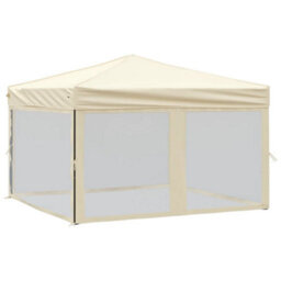 Walplus Folding Party Tent Garden Gazebo Canopy With Sidewalls Cream 3X3 M - thumbnail 2