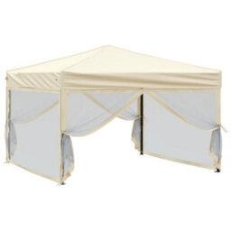 Walplus Folding Party Tent Garden Gazebo Canopy With Sidewalls Cream 3X3 M - thumbnail 3