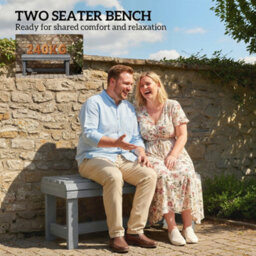 Outsunny Wooden Garden Bench, 2 Seater Slatted Outdoor Bench, Grey - thumbnail 8