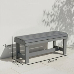 Outsunny Wooden Garden Bench, 2 Seater Slatted Outdoor Bench, Grey - thumbnail 3