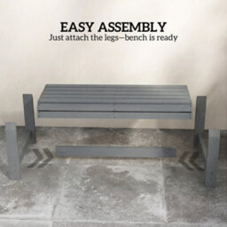 Outsunny Wooden Garden Bench, 2 Seater Slatted Outdoor Bench, Grey - thumbnail 7