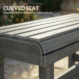 Outsunny Wooden Garden Bench, 2 Seater Slatted Outdoor Bench, Grey - thumbnail 5