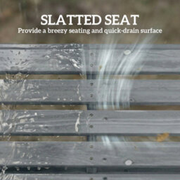 Outsunny Wooden Garden Bench, 2 Seater Slatted Outdoor Bench, Grey - thumbnail 6
