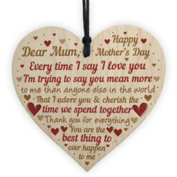 Red Ocean Happy Mothers Day Card Mothers Day Card Wooden Heart Mother Daughter Gifts Thank You Plaque - thumbnail 1