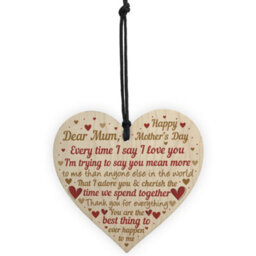 Red Ocean Happy Mothers Day Card Mothers Day Card Wooden Heart Mother Daughter Gifts Thank You Plaque - thumbnail 5