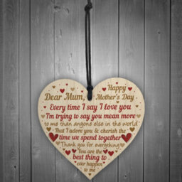 Red Ocean Happy Mothers Day Card Mothers Day Card Wooden Heart Mother Daughter Gifts Thank You Plaque - thumbnail 2
