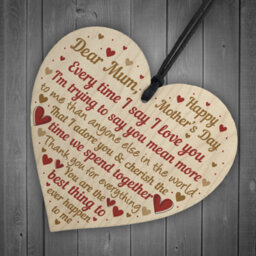 Red Ocean Happy Mothers Day Card Mothers Day Card Wooden Heart Mother Daughter Gifts Thank You Plaque - thumbnail 6