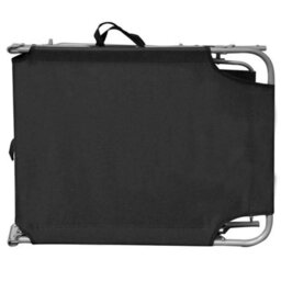 Vidaxl Folding Sun Lounger With Canopy Steel And Fabric Black - thumbnail 6
