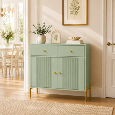 Homcom Modern Sideboard With 2 Drawers, And Adjustable Shelf, Light Green - image 1