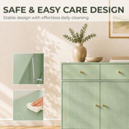 Homcom Modern Sideboard With 2 Drawers, And Adjustable Shelf, Light Green - thumbnail 7