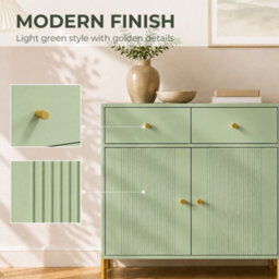 Homcom Modern Sideboard With 2 Drawers, And Adjustable Shelf, Light Green - thumbnail 6