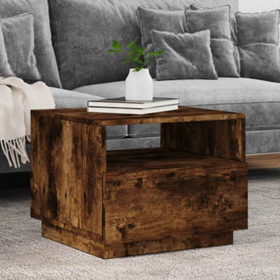 Berkfield Coffee Table With Led Lights Smoked Oak 50X49X40 Cm - image 1