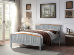 Comfy Living 4Ft6 Solid Wooden Curved Bed Frame In Grey