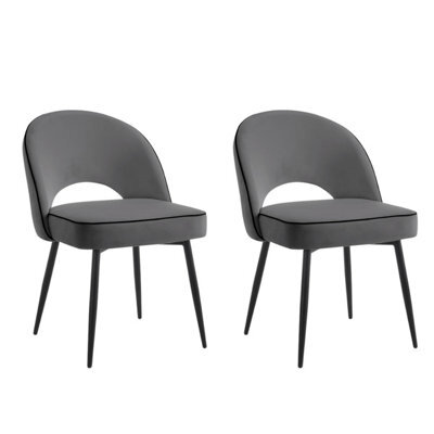 Home Detail Tilly Velvet Dining Chair Set Of 2, Grey - image 1
