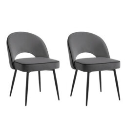 Home Detail Tilly Velvet Dining Chair Set Of 2, Grey - thumbnail 1