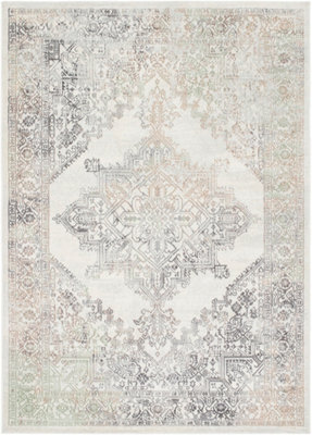 Livabliss Roma-Vintage Grey Brown Green Traditional Boho Living Dining Bedroom Rug 200 X 275 Cm Easy Care, Non Shedding - image 1