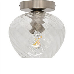 First Choice Lighting Set Of 2 Bradson - Clear Swirl Glass Satin Nickel Ceiling Lights - thumbnail 2