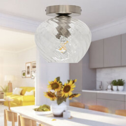 First Choice Lighting Set Of 2 Bradson - Clear Swirl Glass Satin Nickel Ceiling Lights - thumbnail 5