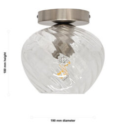 First Choice Lighting Set Of 2 Bradson - Clear Swirl Glass Satin Nickel Ceiling Lights - thumbnail 6
