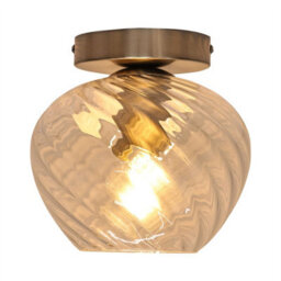 First Choice Lighting Set Of 2 Bradson - Clear Swirl Glass Satin Nickel Ceiling Lights - thumbnail 3