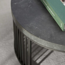 Wyld Haus Dublin Black Marble Effect Round Coffee Table With Black Steel Base - thumbnail 4