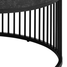 Wyld Haus Dublin Black Marble Effect Round Coffee Table With Black Steel Base - thumbnail 7