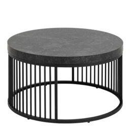 Wyld Haus Dublin Black Marble Effect Round Coffee Table With Black Steel Base - thumbnail 2