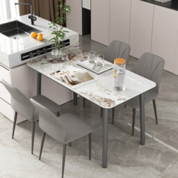 Fativo Set Of 2 Microfiber Leather Kitchen Chairs With Black Metal Legs, Cord Effect Chairs For Dining, Grey - thumbnail 3