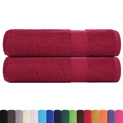 Berkfield Durable Bath Towels 2 Pcs Bordeaux 100X150 Cm 360 Gsm 100% Cotton