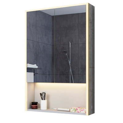 Plum&clay Arena Led Illuminated  Double Mirrored Wall Cabinet With Wireless Charger (H)900mm (W)600mm - image 1