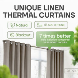 Moonlight Bedding 100%blackout Eyelet Linen Texture Curtain Pair Thermal Energy Efficient For Summer Winter Uk Home (Mink,66X90'') - thumbnail 2